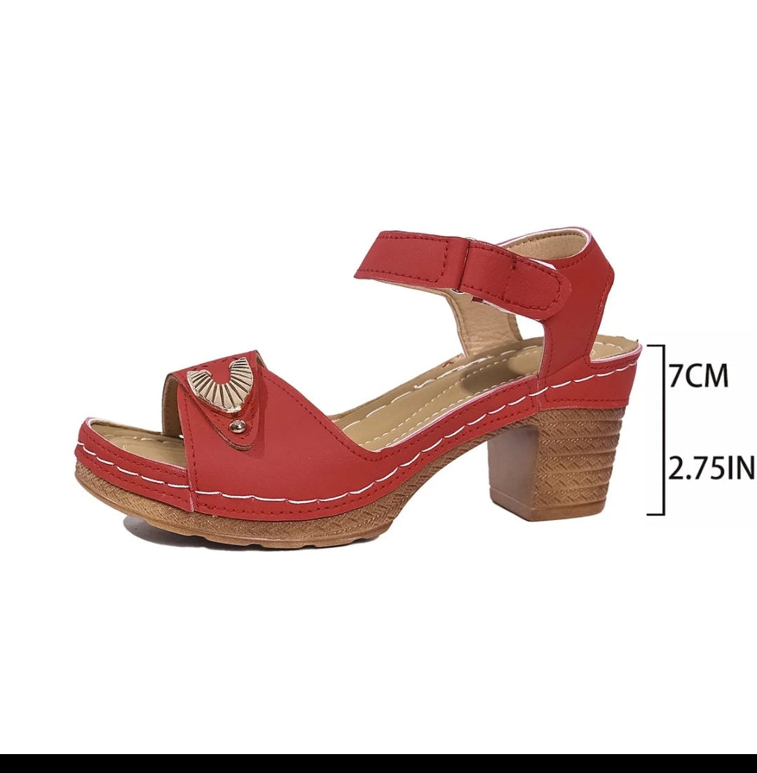 Women’s Chunky Heel Sandals Open Toe Side Buckle Block Heel Dress Sandals, Cushioned Summer Walking Sandals for Casual Outfits, Office, Wedding Guest, Party, Vacation, Travel