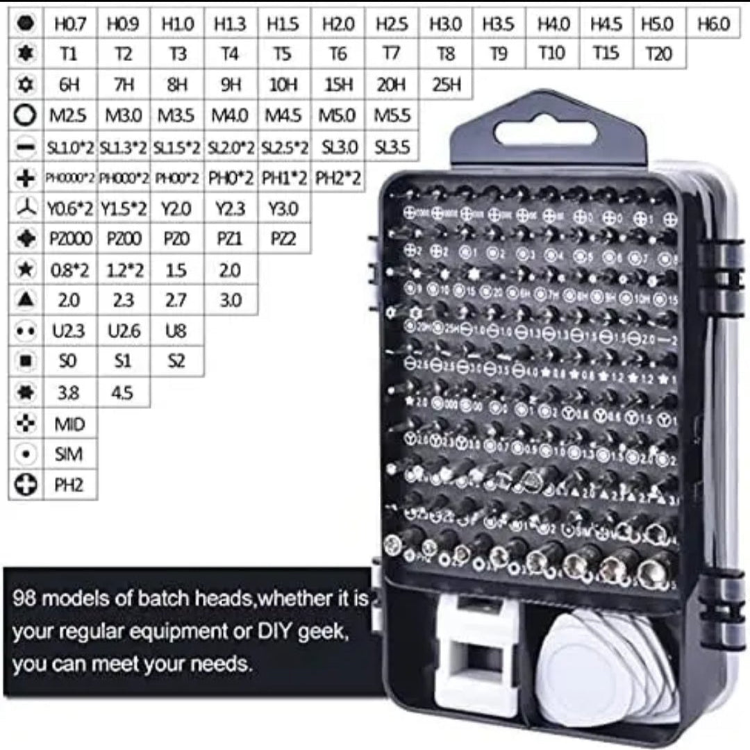 HOUSEHOLD MULTIPURPOSE 115 PIECES, MINI SCREWDRIVER SET.