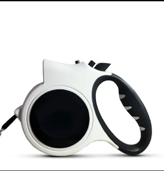 RETRACTABLE PETS AND  DOG LEASH WITH FLASH LIGHT. (black&white )