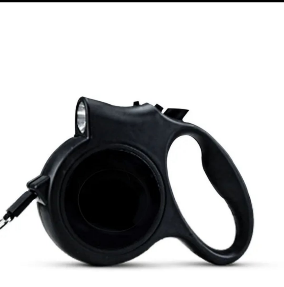 RETRACTABLE PETS AND  DOG LEASH WITH FLASH LIGHT. (black&white )