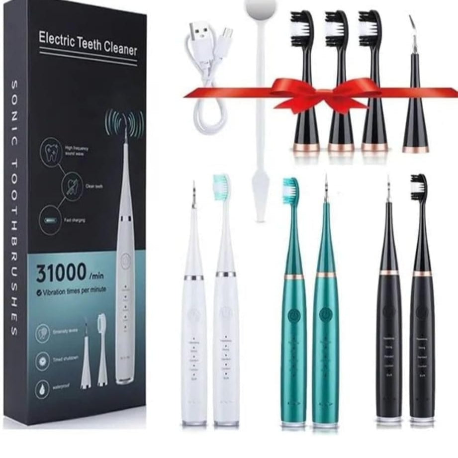 ELECTRIC TOOTHBRUSH TEETH CLEANER SET---- 2 HEADS /SCALLER /MIRROR