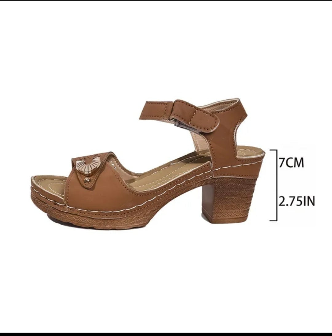 Women’s Chunky Heel Sandals Open Toe Side Buckle Block Heel Dress Sandals, Cushioned Summer Walking Sandals for Casual Outfits, Office, Wedding Guest, Party, Vacation, Travel