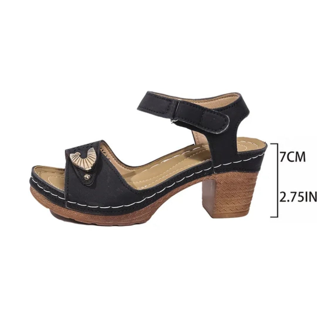 Women’s Chunky Heel Sandals Open Toe Side Buckle Block Heel Dress Sandals, Cushioned Summer Walking Sandals for Casual Outfits, Office, Wedding Guest, Party, Vacation, Travel