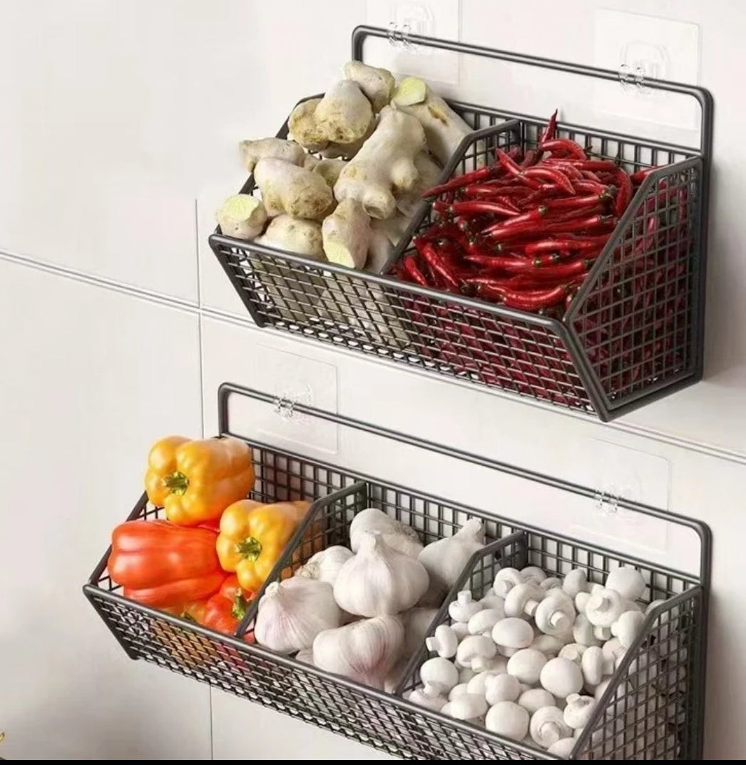 Fruit basket kitchen_multipurpose hanging wire fruit  basket/organizer.