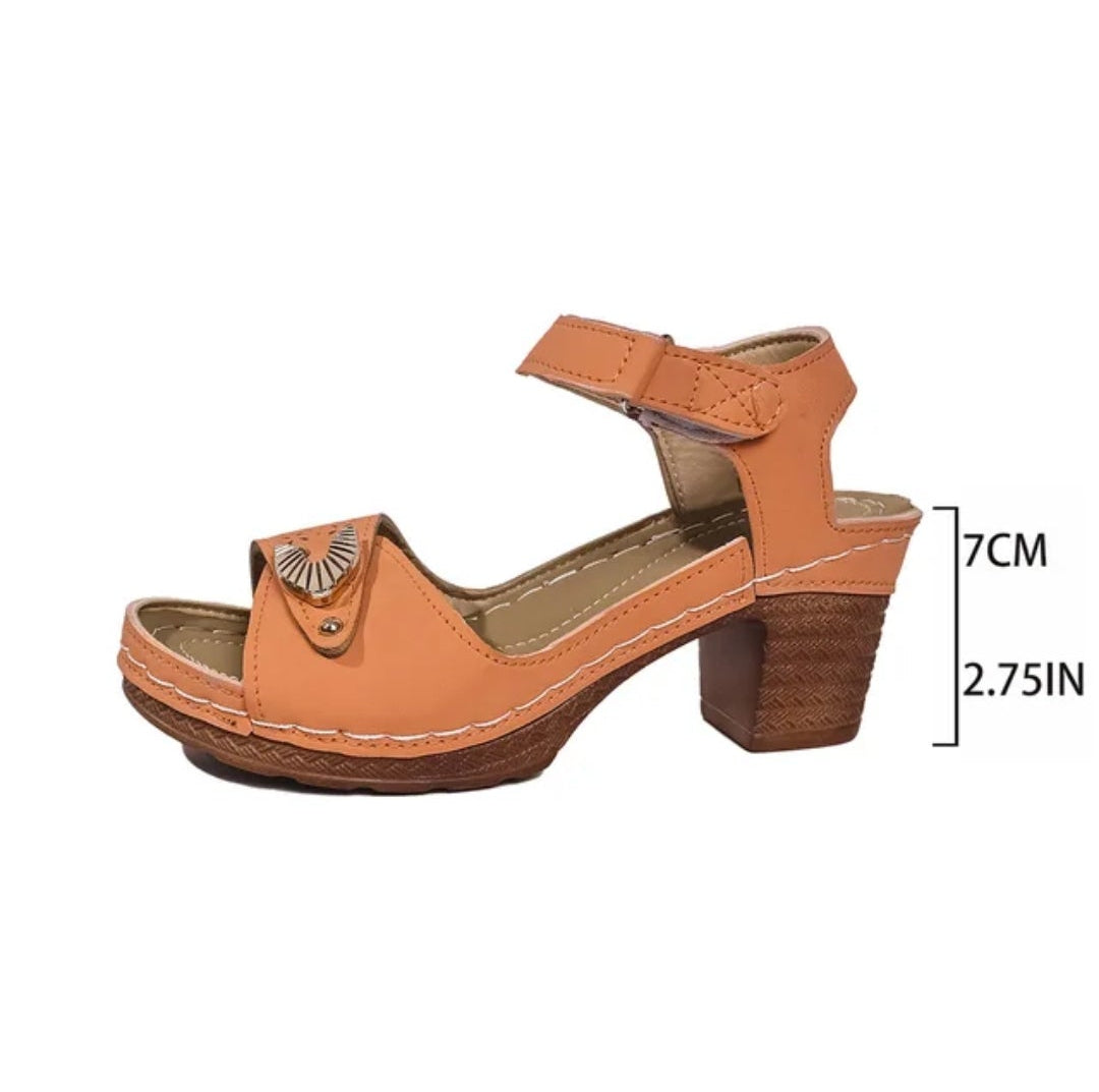 Women’s Chunky Heel Sandals Open Toe Side Buckle Block Heel Dress Sandals, Cushioned Summer Walking Sandals for Casual Outfits, Office, Wedding Guest, Party, Vacation, Travel