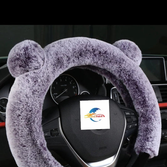 PLUSH FUR SOFT CAT EAR STEERING CAR WHEEL COVER